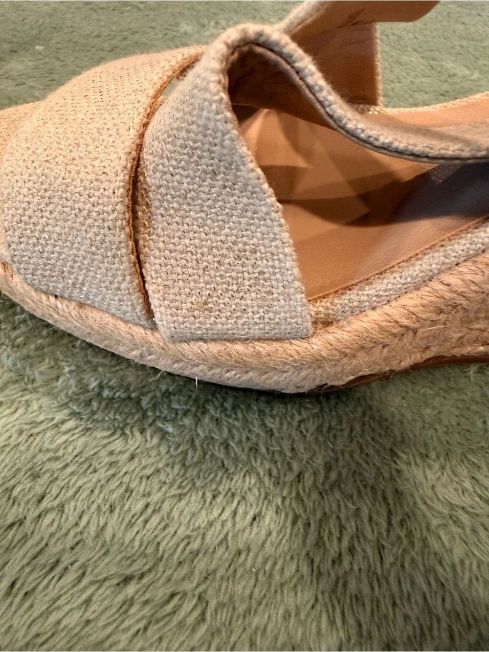 Lucky Brand Cliesa Espadrille Wedge Sandals Women’s 9.5 Beige Shimmer Slip On